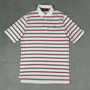 VTG Polo Ralph Lauren Golf Mens Shirt Small Pink Green White Pony Casual Adult
